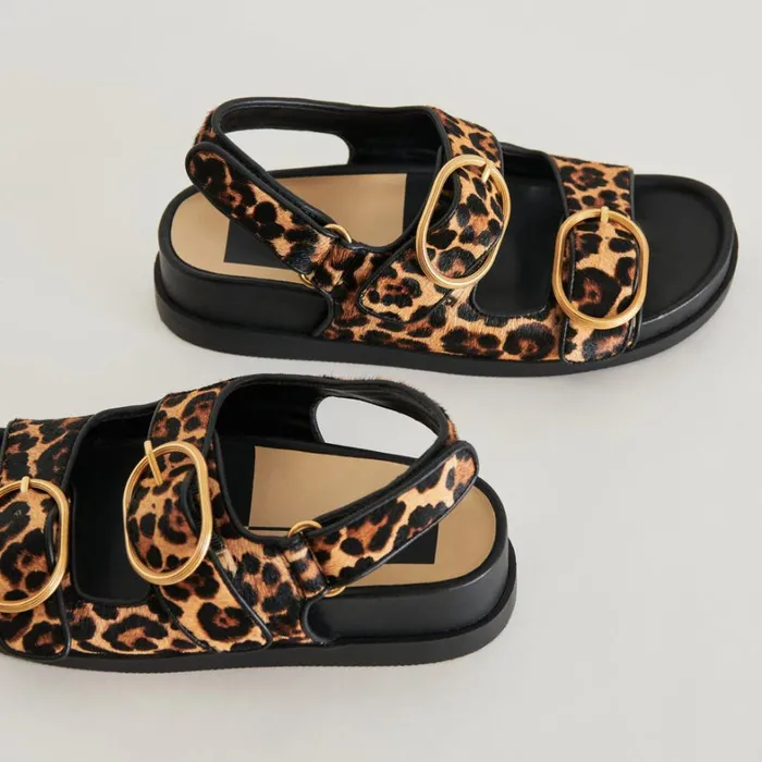 Sandals Women Dolce Vita Starla Sandals Leopard Black Calf Hair