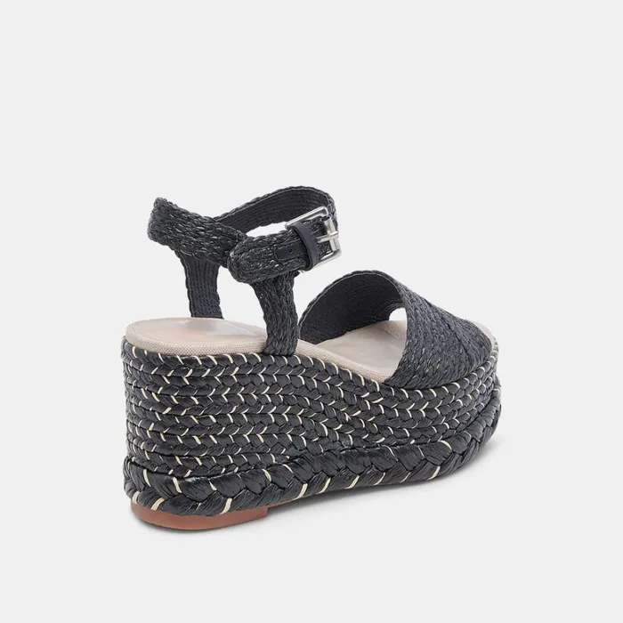 Sandals Women Dolce Vita Tiago Wedges Black Raffia