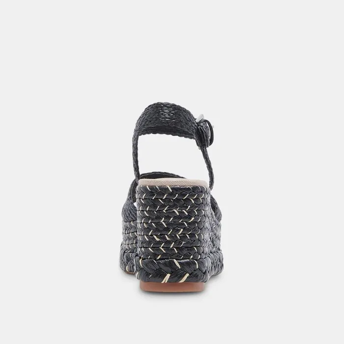 Sandals Women Dolce Vita Tiago Wedges Black Raffia
