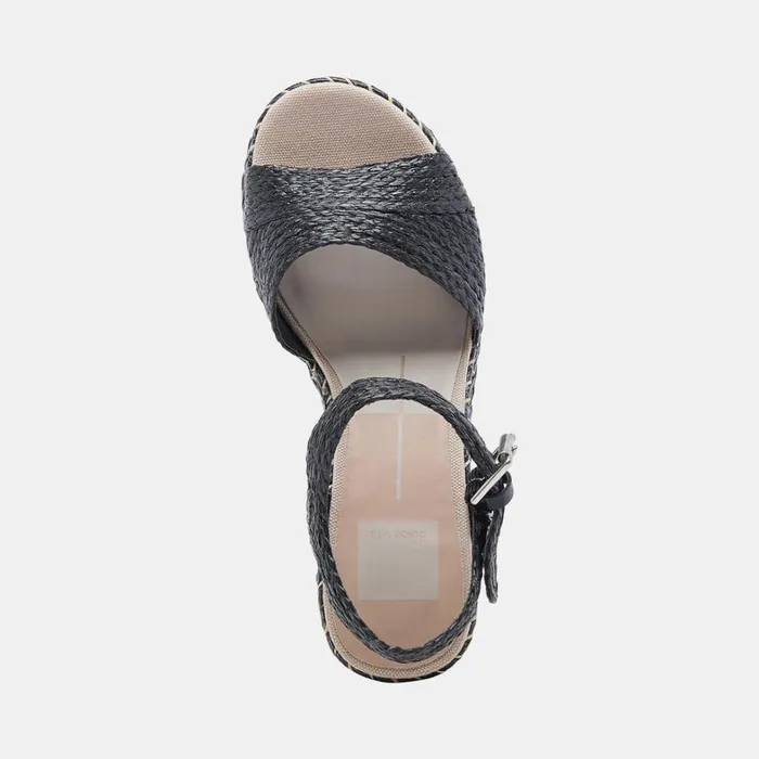 Sandals Women Dolce Vita Tiago Wedges Black Raffia