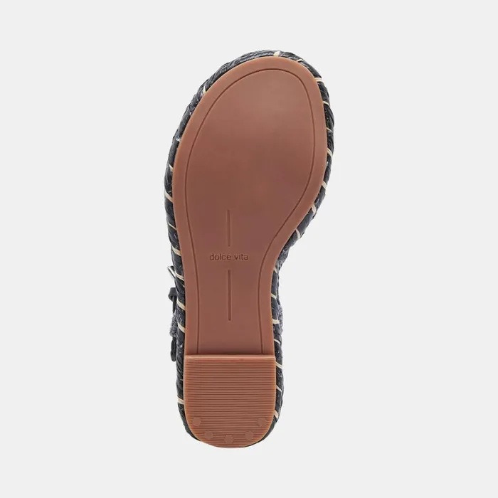 Sandals Women Dolce Vita Tiago Wedges Black Raffia