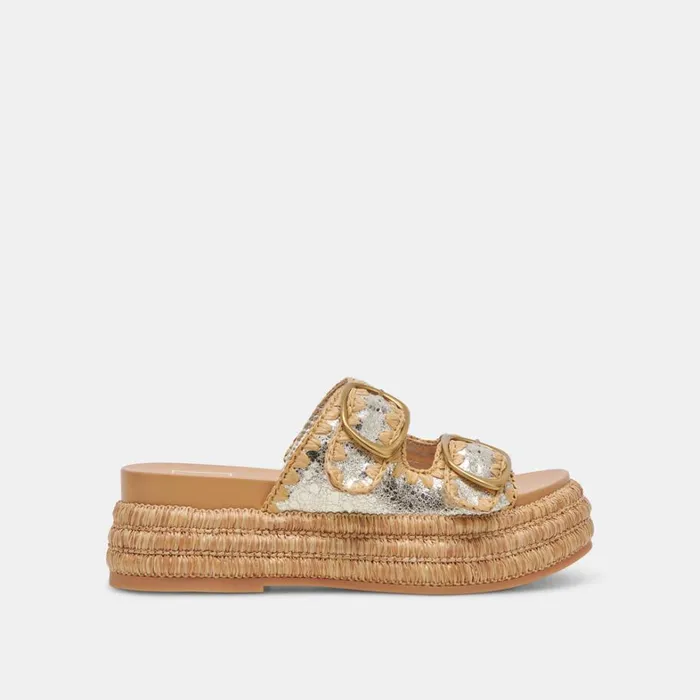 Sandals Women Dolce Vita Wanika Sandals Platinum Crackled Leather