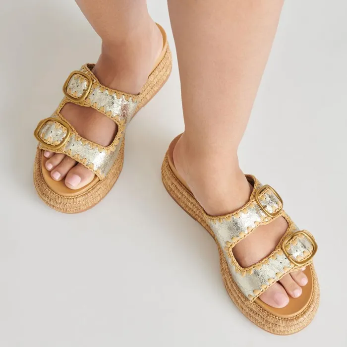 Sandals Women Dolce Vita Wanika Sandals Platinum Crackled Leather