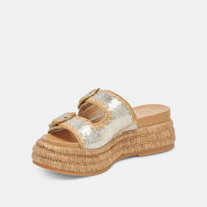 Sandals Women Dolce Vita Wanika Sandals Platinum Crackled Leather