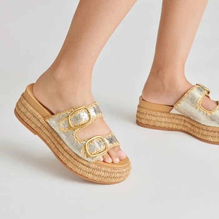 Sandals Women Dolce Vita Wanika Sandals Platinum Crackled Leather
