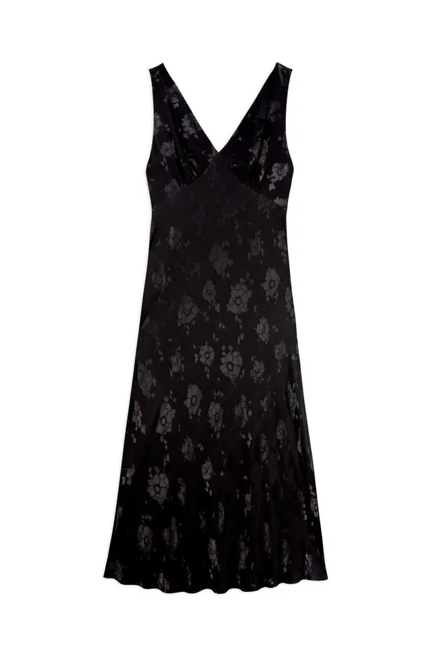 Sandrine Black Poppy Jacquard Women RIXO Dresses Sandrine Black Poppy Jacquard Women RIXO Dresses
