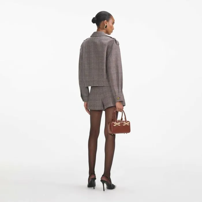 Self Portrait Bottoms Brown Check Mini Skort 8211 Women