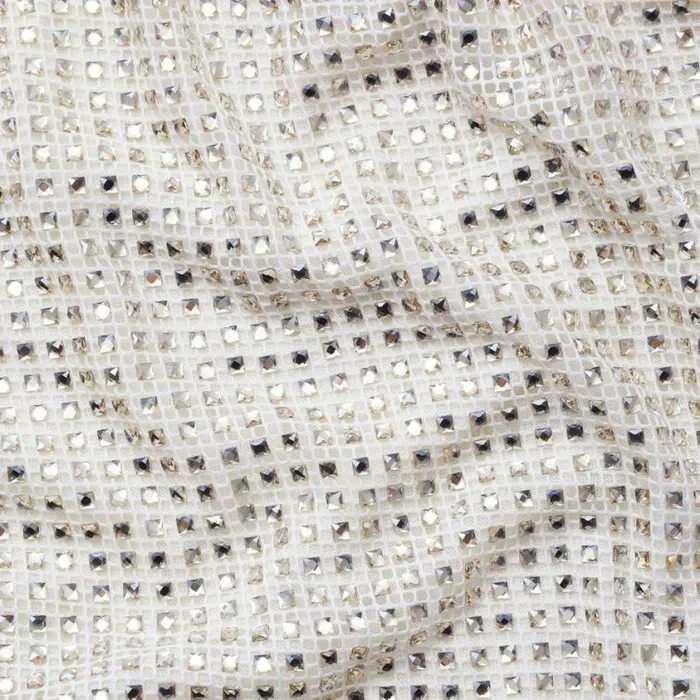 Self Portrait Bridal Cream Square Rhinestone Fishnet Midi Dress 8211 Women