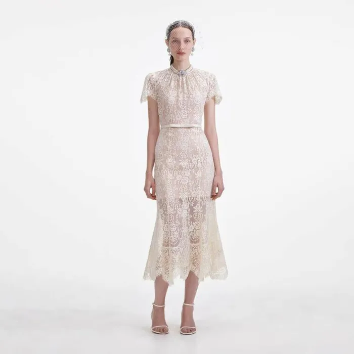 Self Portrait Bridal White Lace Midi Dress 8211 Women
