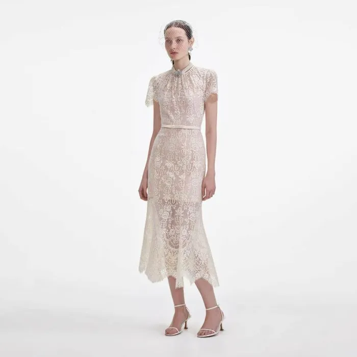 Self Portrait Bridal White Lace Midi Dress 8211 Women