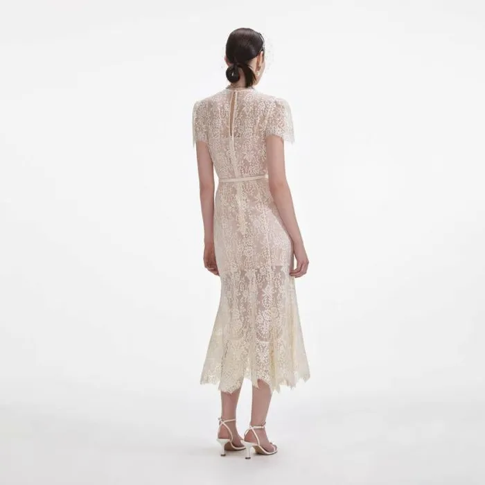 Self Portrait Bridal White Lace Midi Dress 8211 Women