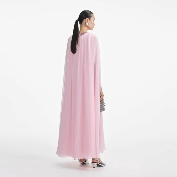 Self Portrait Bridesmaid Pink Chiffon Cape Midi Dress 8211 Women
