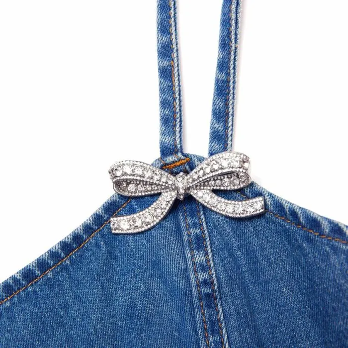 Self Portrait Denim Lightweight Denim Flared Mini Dress 8211 Women