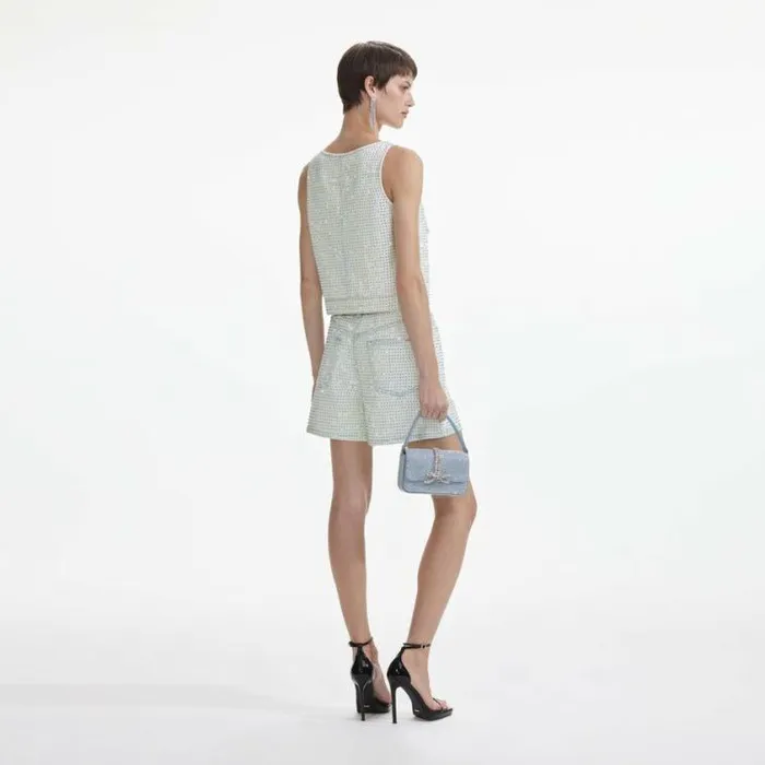 Self Portrait Denim Rhinestone Denim Shorts 8211 Women
