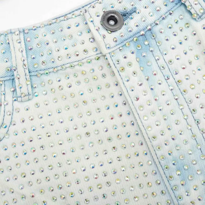 Self Portrait Denim Rhinestone Denim Shorts 8211 Women