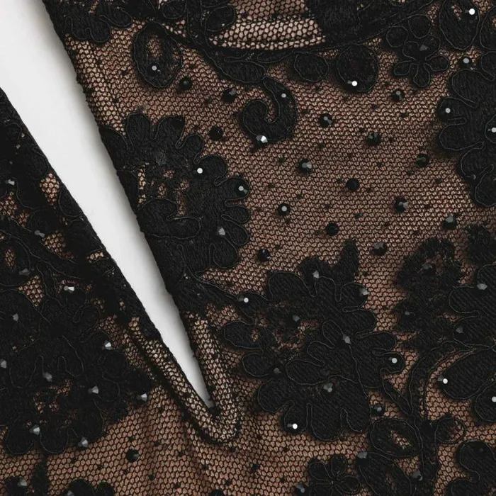 Self Portrait Dresses Black Rhinestone Lace Bandeau Mini Dress 8211 Women