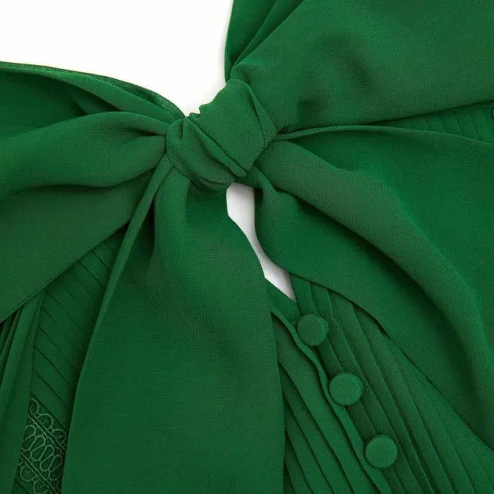 Self Portrait Dresses Green Chiffon Cape Midi Dress 8211 Women