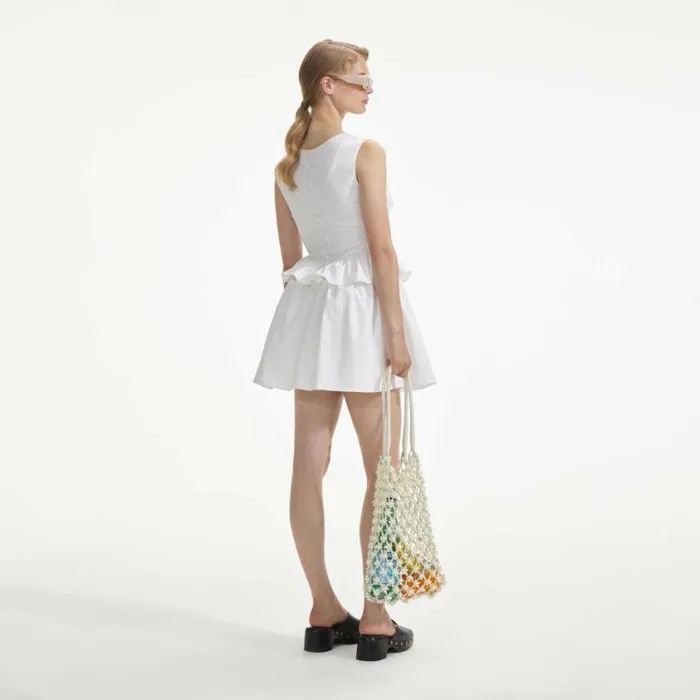 Self Portrait Dresses White Lace Panel Mini Dress 8211 Women