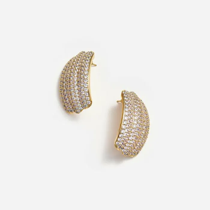 Self Portrait Earrings Gold Crystal Ridged Earrings 8211 Women