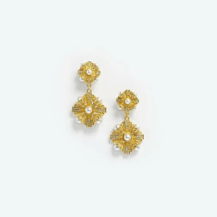 Self Portrait Earrings Gold Encrusted Tiered Earrings 8211 Women