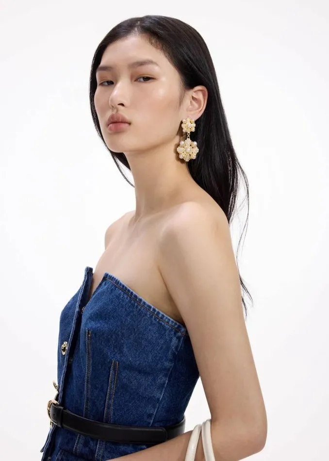 Self Portrait Earrings Gold Encrusted Tiered Earrings 8211 Women