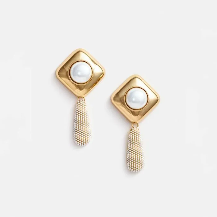 Self Portrait Earrings Gold Pearl Crystal Bar Earrings 8211 Women