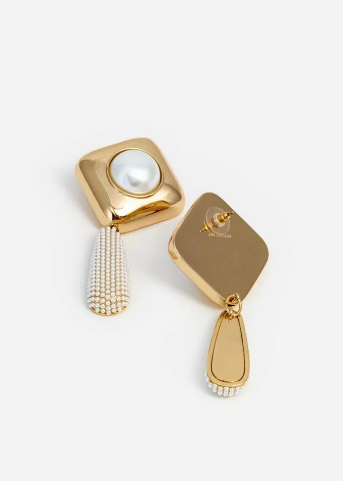 Self Portrait Earrings Gold Pearl Crystal Bar Earrings 8211 Women