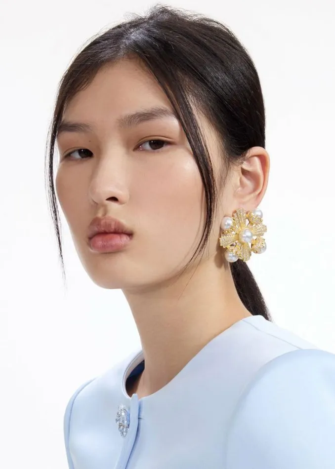 Self Portrait Earrings Large Gold Encrusted Earrings 8211 Women