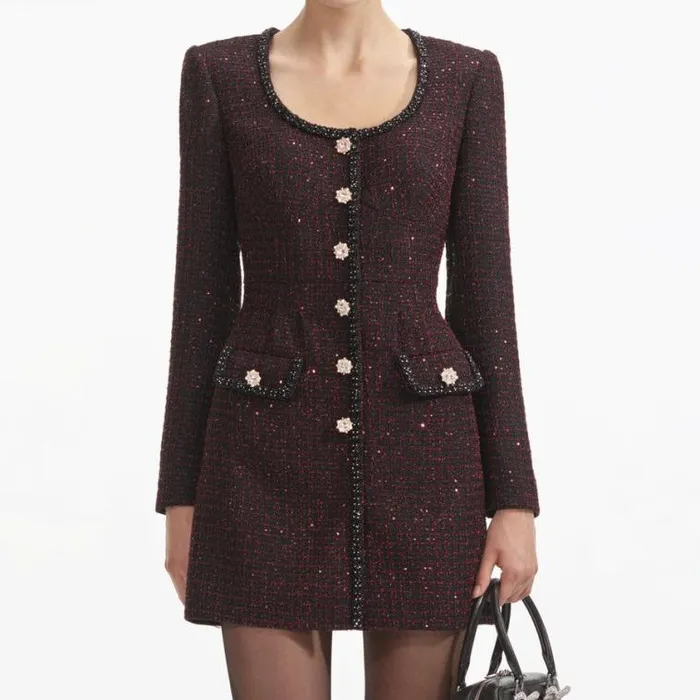 Self Portrait Exclusives Black Metallic Boucle Mini Dress 8211 Women