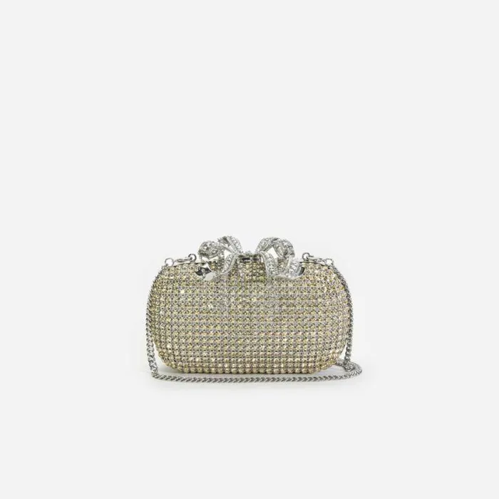 Self Portrait Exclusives Champagne Chainmail Clutch Bag 8211 Women