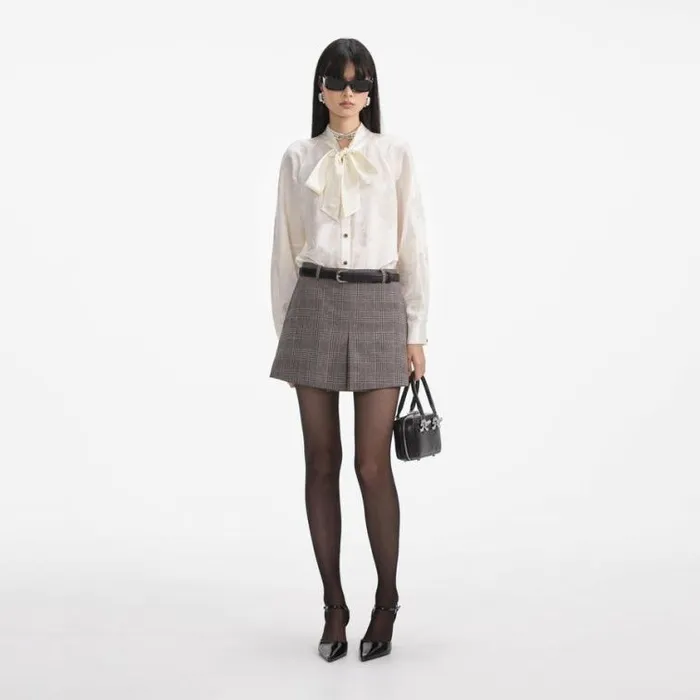 Self Portrait Exclusives Cream Jacquard Blouse 8211 Women
