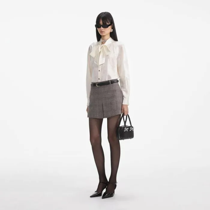 Self Portrait Exclusives Cream Jacquard Blouse 8211 Women