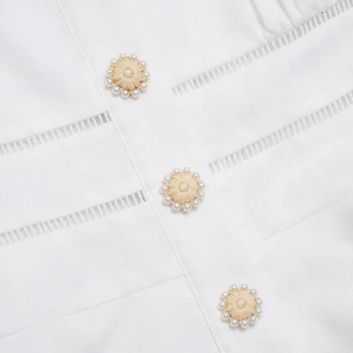Self Portrait Exclusives White Linen Peplum Top 8211 Women