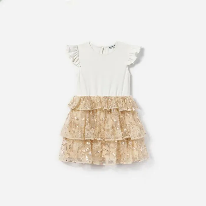 Self Portrait Flower Girl Cream Jersey Sequin Tulle Dress 8211 Women
