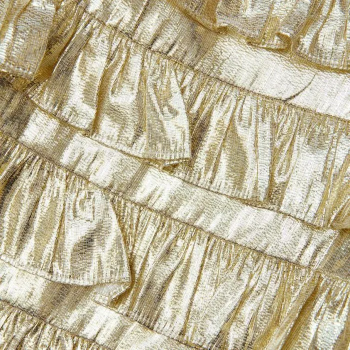 Self Portrait Flower Girl Gold Metallic Frill Dress 8211 Women