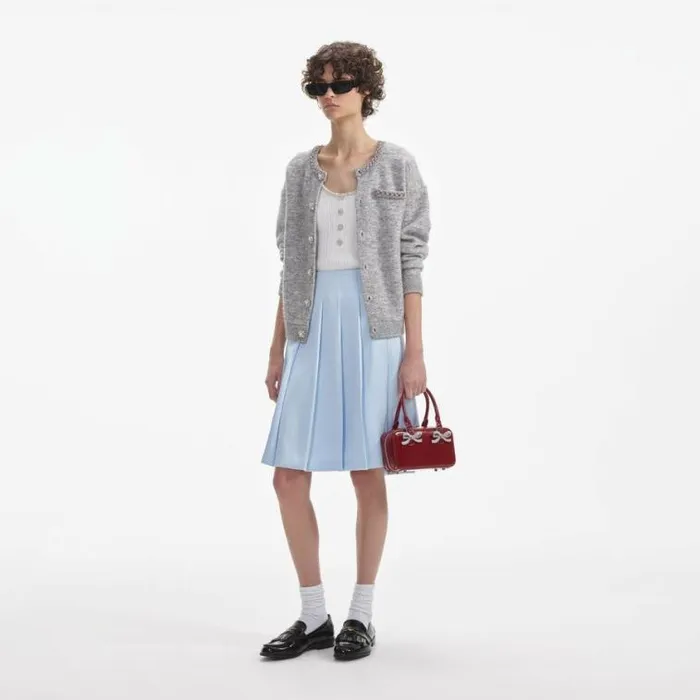 Self Portrait Icons Grey Melange Cardigan 8211 Women