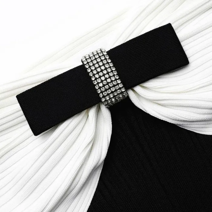 Self Portrait Knitwear Black Knit Bow Midi Dress 8211 Women