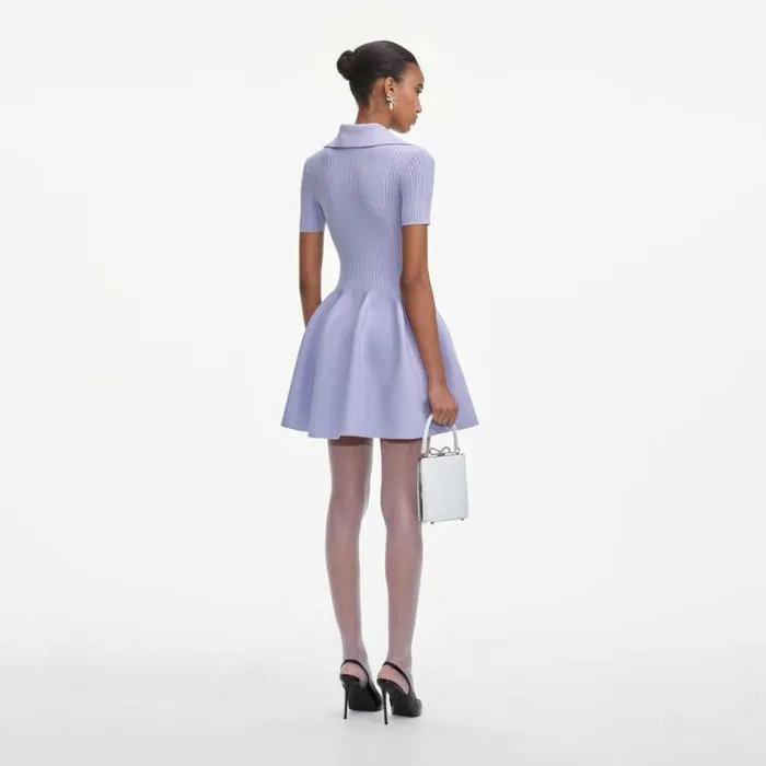 Self Portrait Knitwear Lilac Ribbed Knit Mini Dress 8211 Women