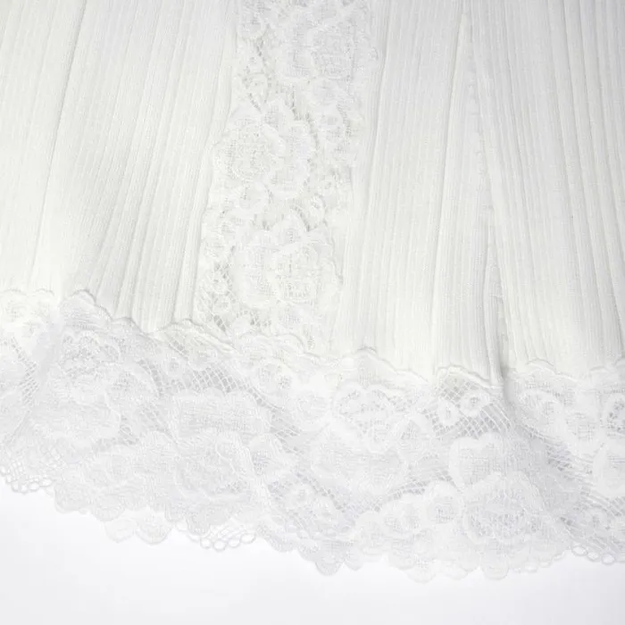 Self Portrait Knitwear White Knit Lace Insert Midi Dress 8211 Women