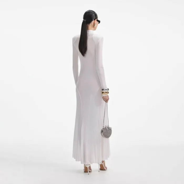 Self Portrait Knitwear White Viscose Knit Maxi Dress 8211 Women