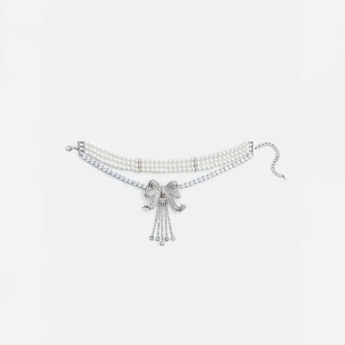 Self Portrait Necklaces Crystal Bow Droplet Pearl Necklace 8211 Women