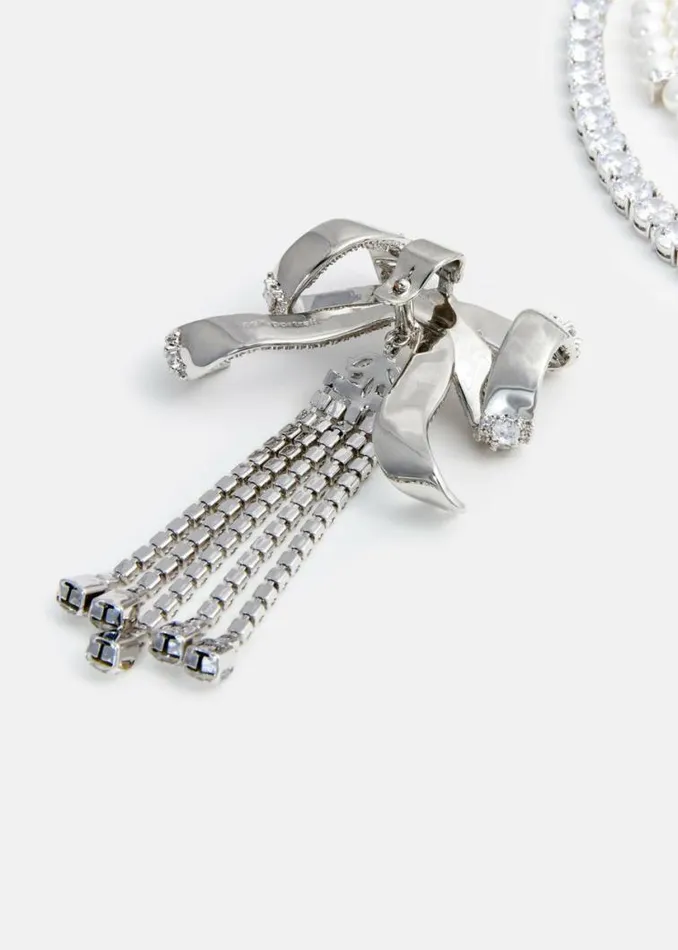 Self Portrait Necklaces Crystal Bow Droplet Pearl Necklace 8211 Women