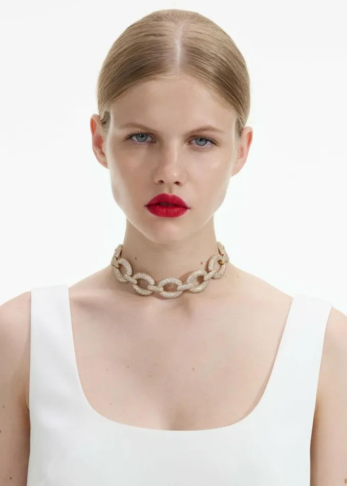 Self Portrait Necklaces Gold Crystal Link Choker 8211 Women
