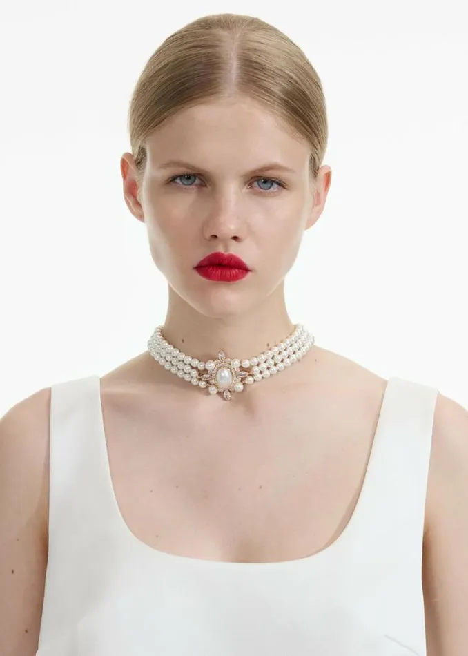 Self Portrait Necklaces Gold Pearl Choker 8211 Women