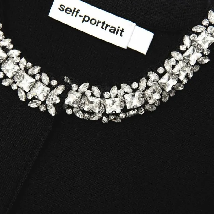 Self Portrait Outerwear Black Embellished Cardigan 8211 Women