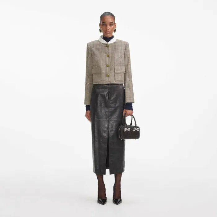 Self Portrait Outerwear Check Wool Jacket 8211 Women