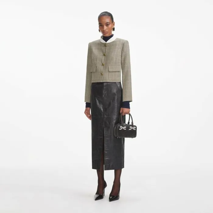 Self Portrait Outerwear Check Wool Jacket 8211 Women