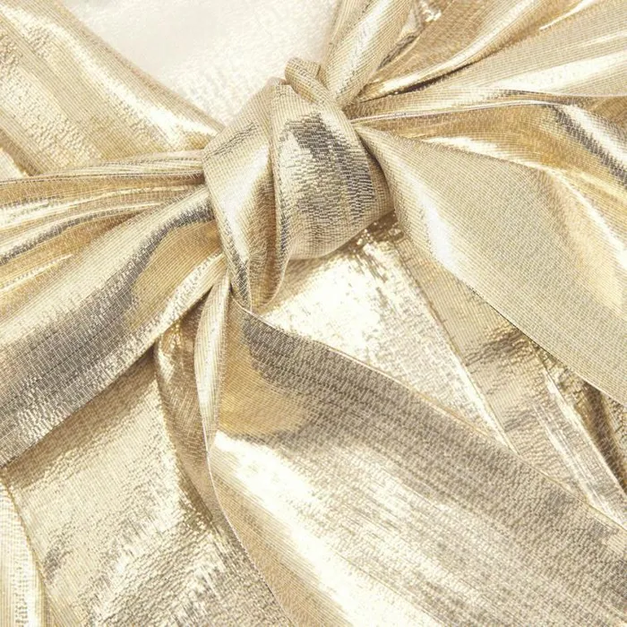 Self Portrait Tops Gold Metallic Pussy Bow Blouse 8211 Women