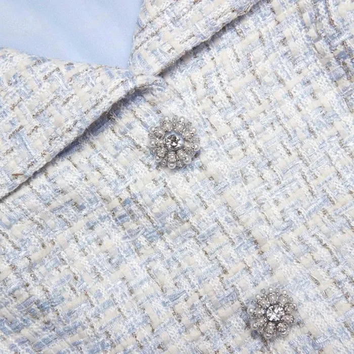 Self Portrait Wedding Guest Blue Boucle Midi Dress 8211 Women