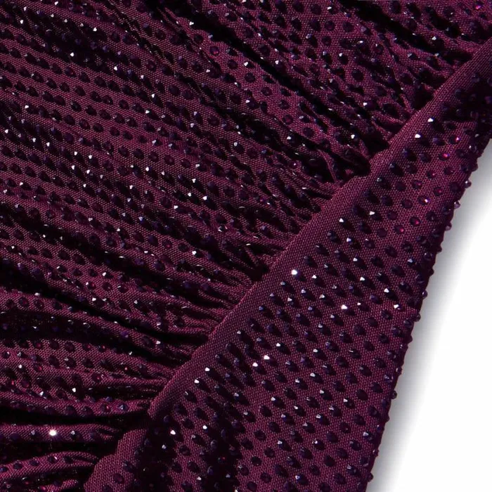 Self Portrait Wedding Guest Burgundy Rhinestone Mesh Cut Out Midi Dress 8211 Women